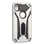 Wholesale iPhone Xr 6.1in Armor Knight Kickstand Hybrid Case (Silver)